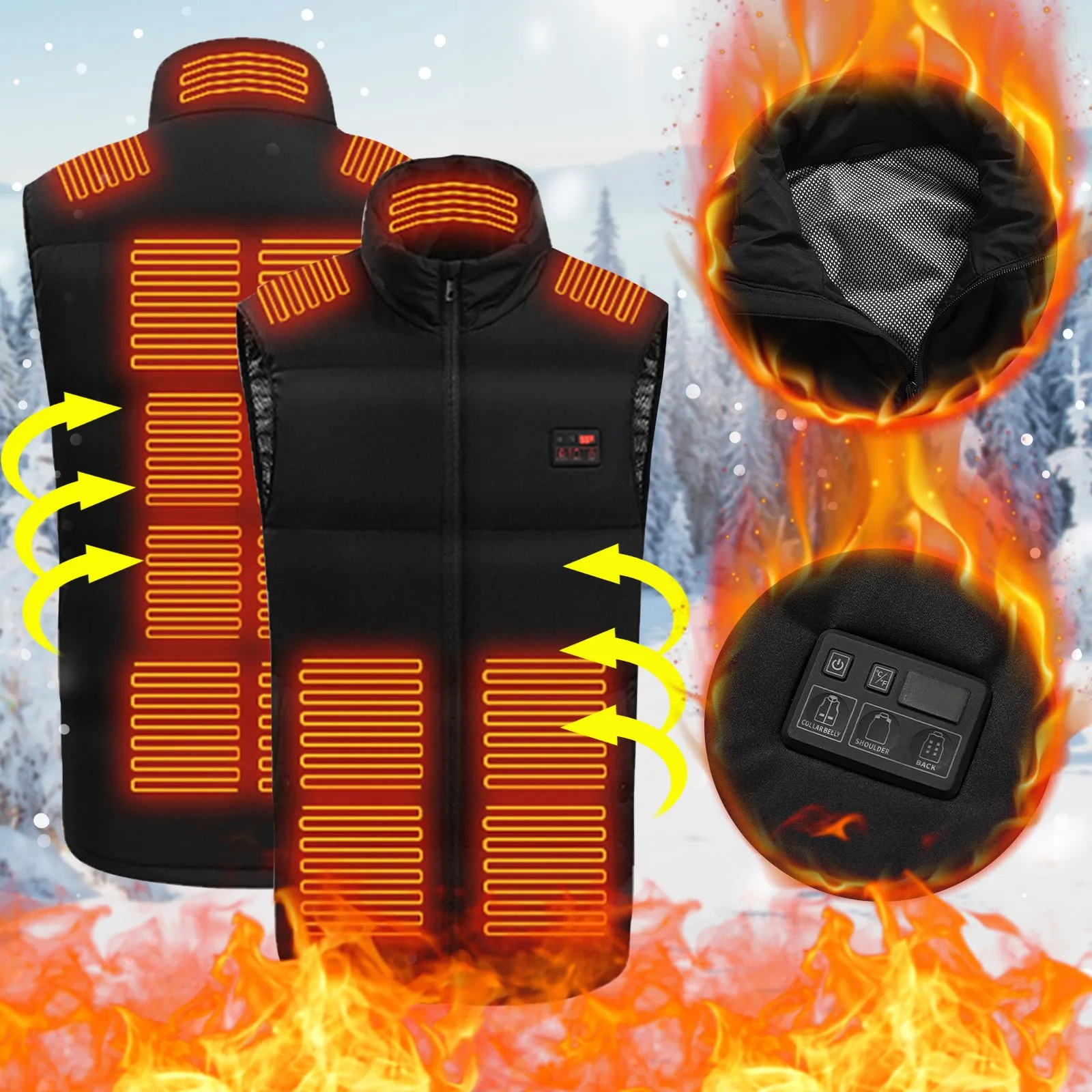 

New Coats Upgraded Dual Control 15 Heating Vest Constant Temperature Intelligent Electrical Heating Vest мужская одежда 2022