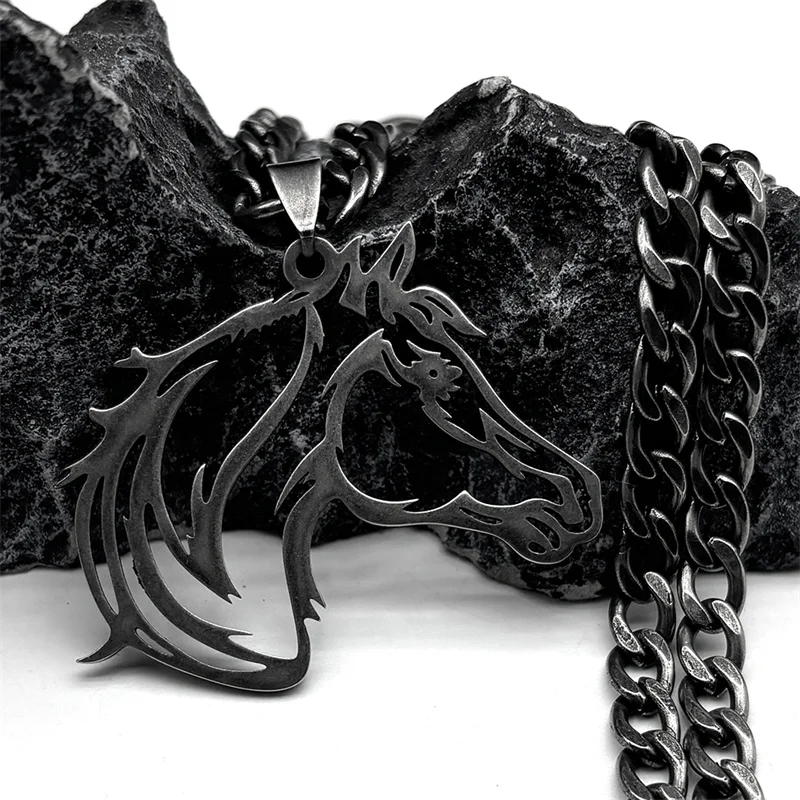 Прекрасное ожерелье с подвеской в виде головы лошади женское и мужское из