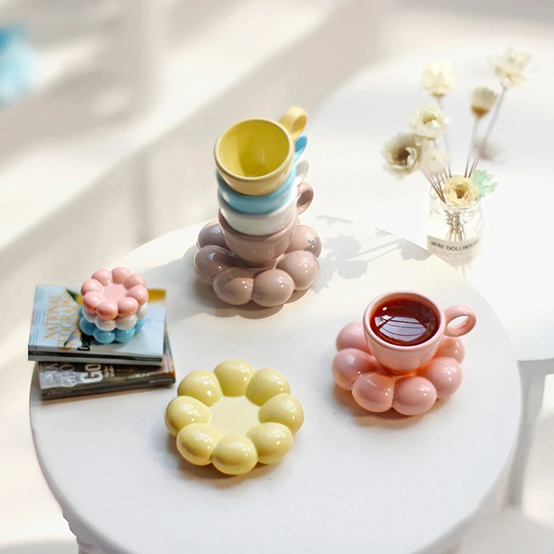 

2 шт./набор 1/12 миниатюрная кофейная чашка для кукольного домика чайная чашка с блюдцем кружки модели детской кухни Кукольный дом декоративные аксессуары