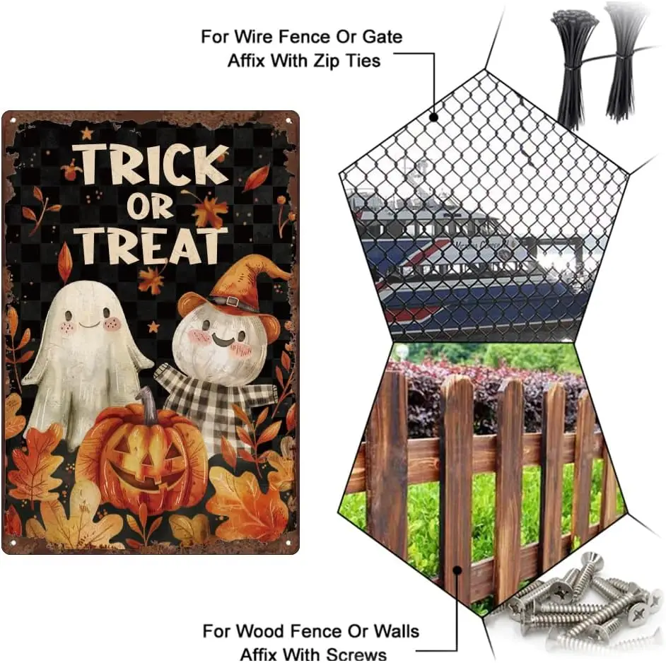 SUPNT Vntge Metl Tn Sgn Trck или Tret Hlloween Передняя дверь Добро пожаловать Decorton Frmhouse Decor Retro