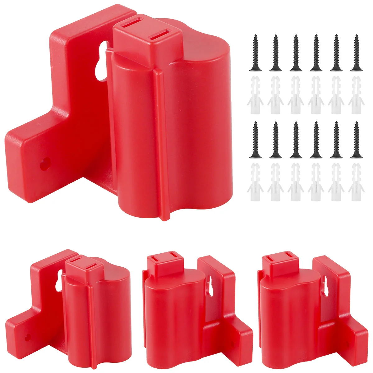 

4Pcs Battery Mount Holder Plastic Electric Tool Battery Dock Holder Heavy Duty Power Tool Hanger with Screws for Milwaukee M12