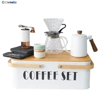 excellent coffee set gift box with pour over coffee kettle v60 mug manual grinder filters scale metal box for outdoor traveling