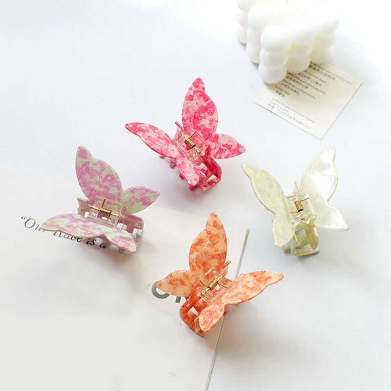 

Sweet Fairy Butterfly Claw Clips For Women Hair Crab Clamps Imitation Acetate Colorful Ripple Hairpins Korean Barrettes Gripper