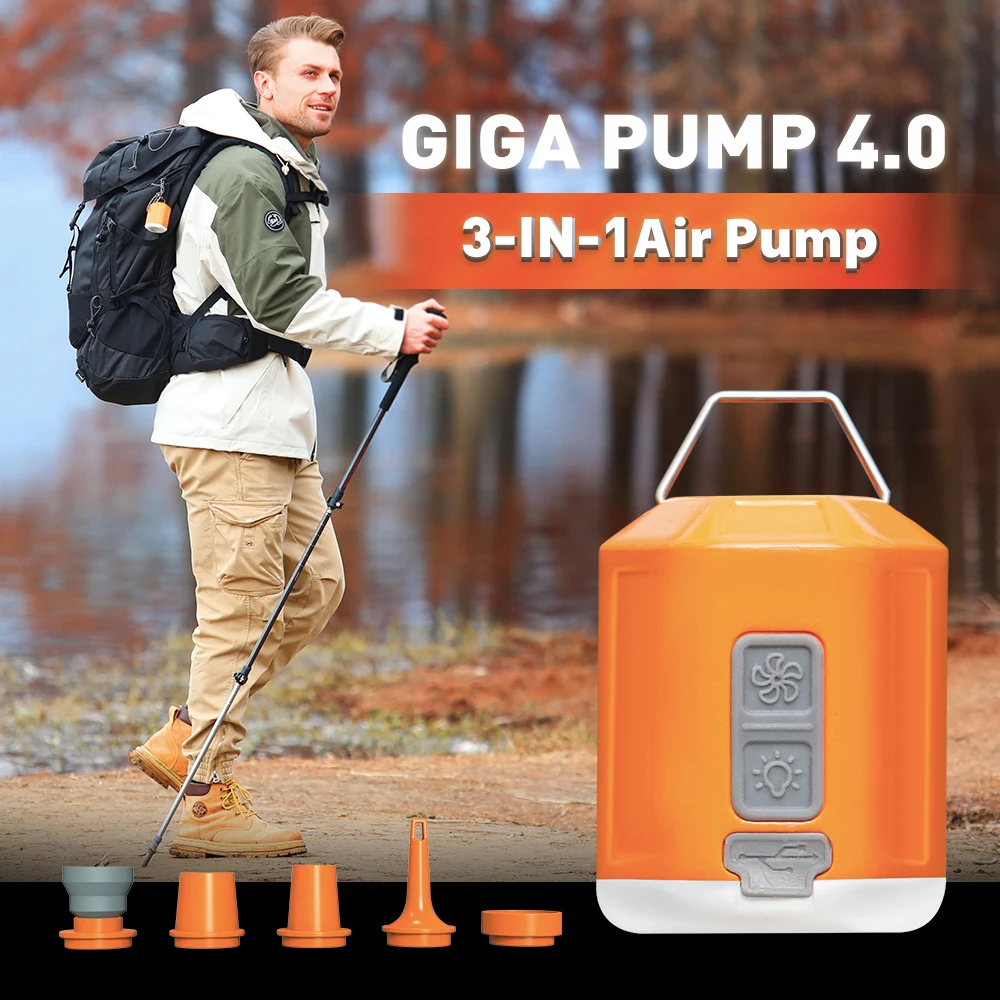 

GIGA Pump 4.0 Portable Mini Air Pump 3 in 1 Outdoor Camping Lantern Vacuum Pump Electric Inflator for Float Air Bed Air Mattress