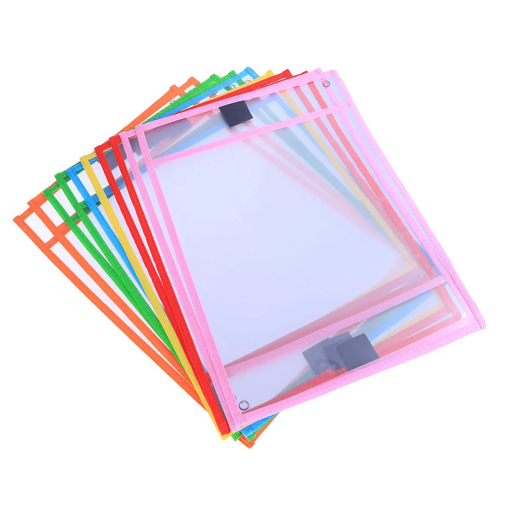 

30 Pcs Dry Erase Sleeves Pocket Write Wipe Pockets Double Needle Resuable Child