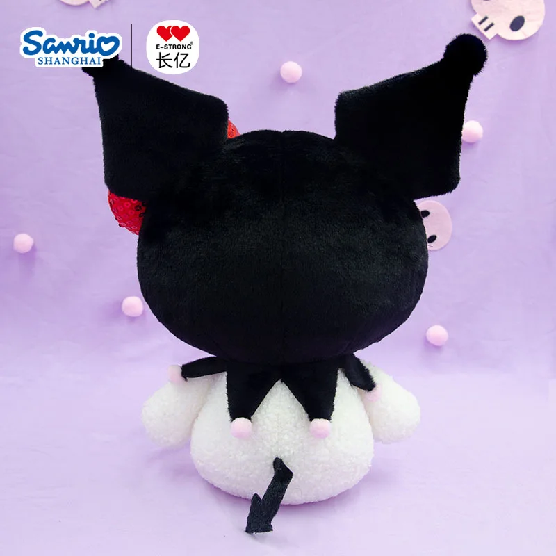 Подушка Kuromi Sanrio с милым бантом набивная плюшевая игрушка из ПП хлопка украшение