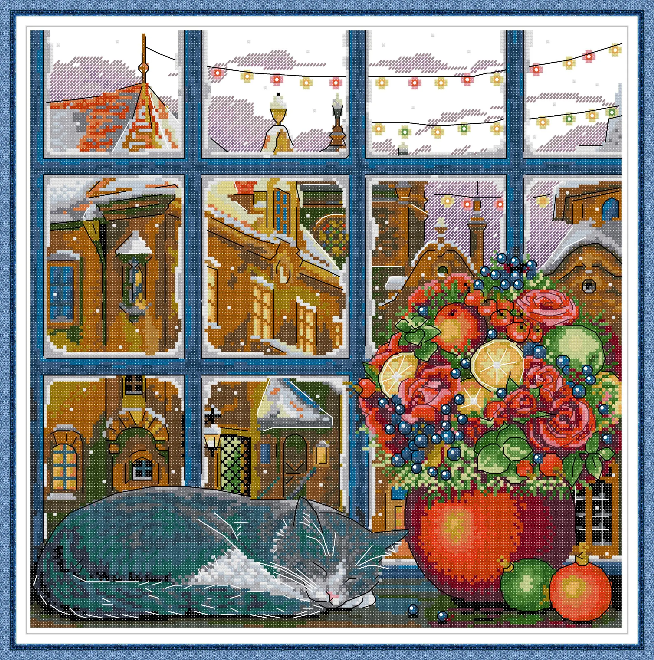 

Набор для вышивки крестиком Joy Sunday с предварительной печатью, «сделай сам», легкий узор, Aida 14/11CT, Набор для вышивки штампованной тканью-зимня...