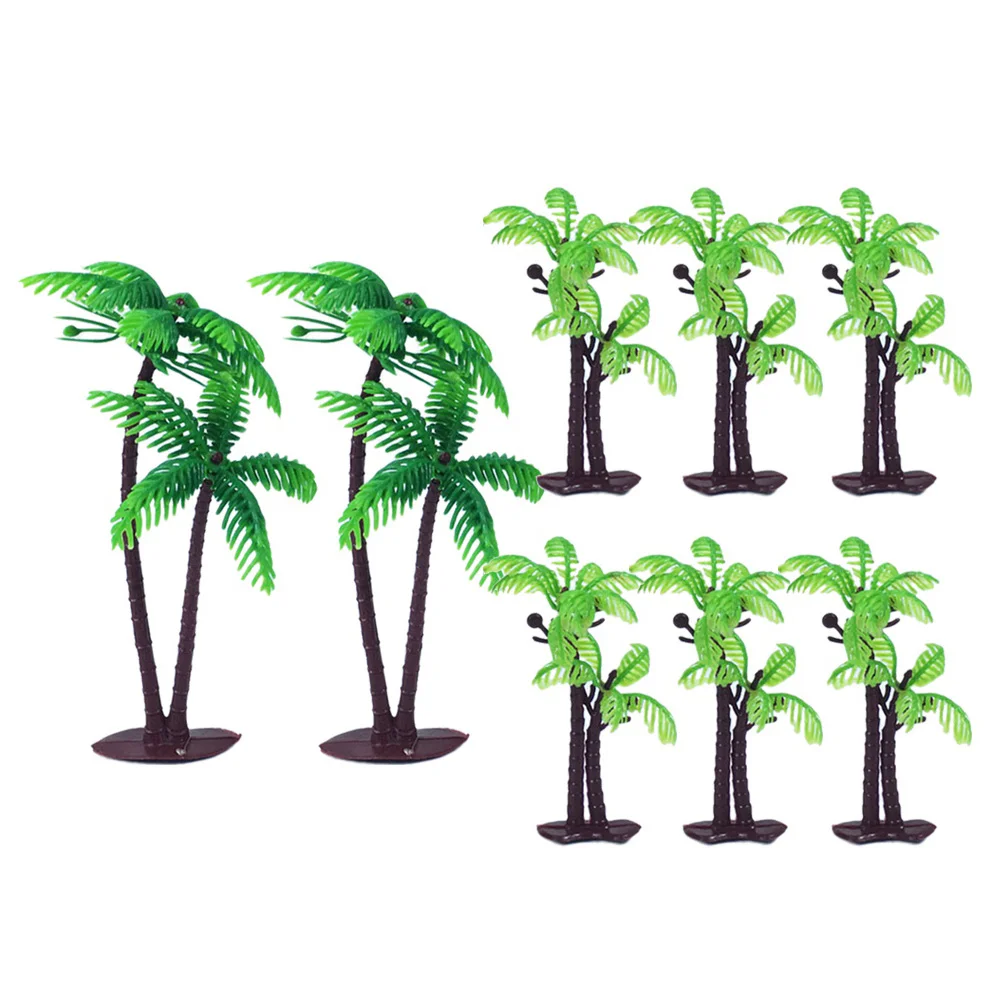

8 PCS Cupcake Topper Tree Decorations Micro Landscape Greenery Hawaiian Artificial Palm Coconut Birthday