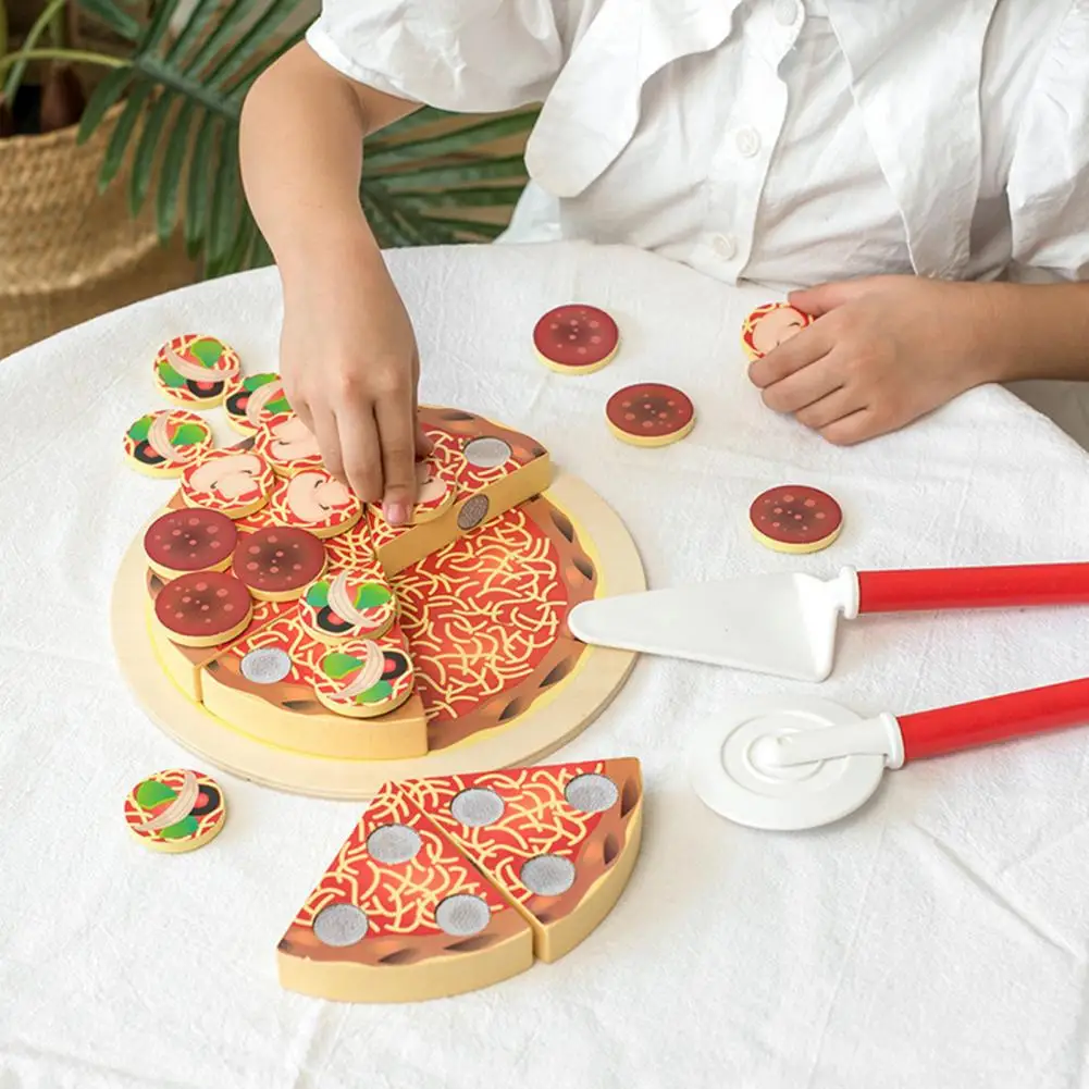 Simulation Pizza 3D Shape Realistic Portable Pizza Party Fast Food Slices Cutting Play Food Toy for Kindergarten 1 Set 1