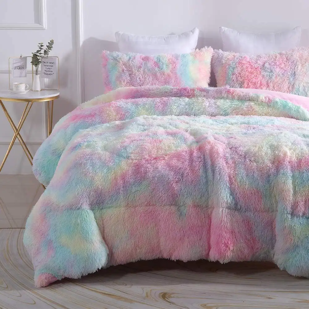 

Wajade Plush Shaggy Comforter Set Fluffy Fuzzy Faux Fur Bedding Set - 3PC Microfiber Soft Warm Q
