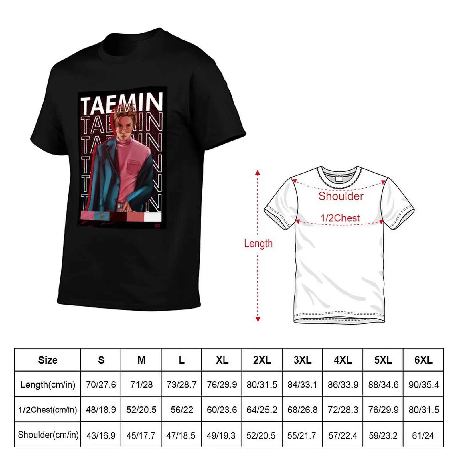 Футболка LEE TAEMIN POSTER, базовая однотонная хлопковая футболка с короткими рукавами (art.: 3920dbecde400) - 3920dbecde400