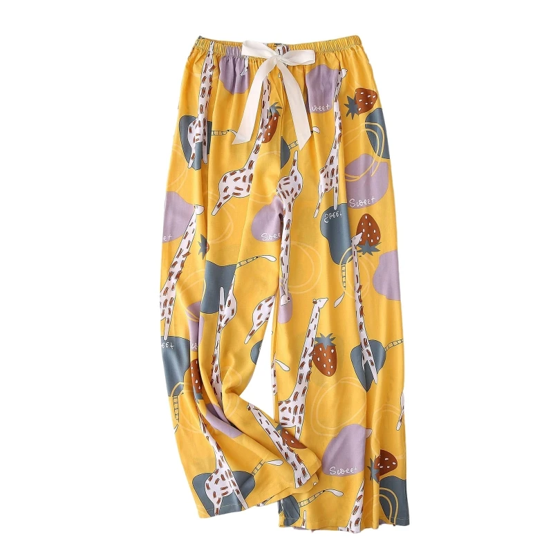 MXMB женские летние Пижамные брюки с высокой талией бантом клубничный животный