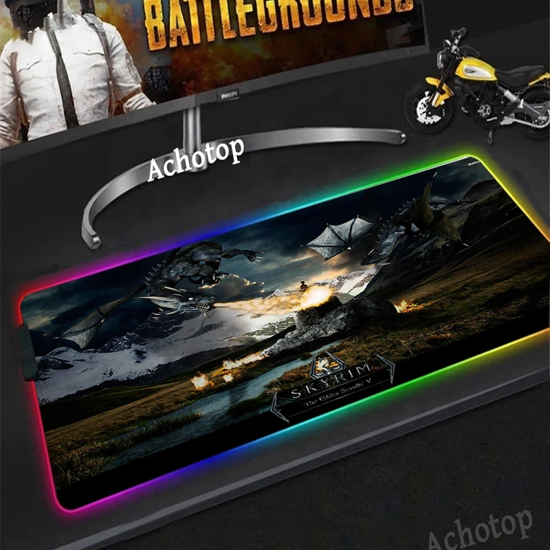 

Skyrim Large Gaming RGB Mouse Pad Gamer Computer Big Speed Mousepad Carpet PC Desk Mat keyboard pad Anti-slip Natural Rubber