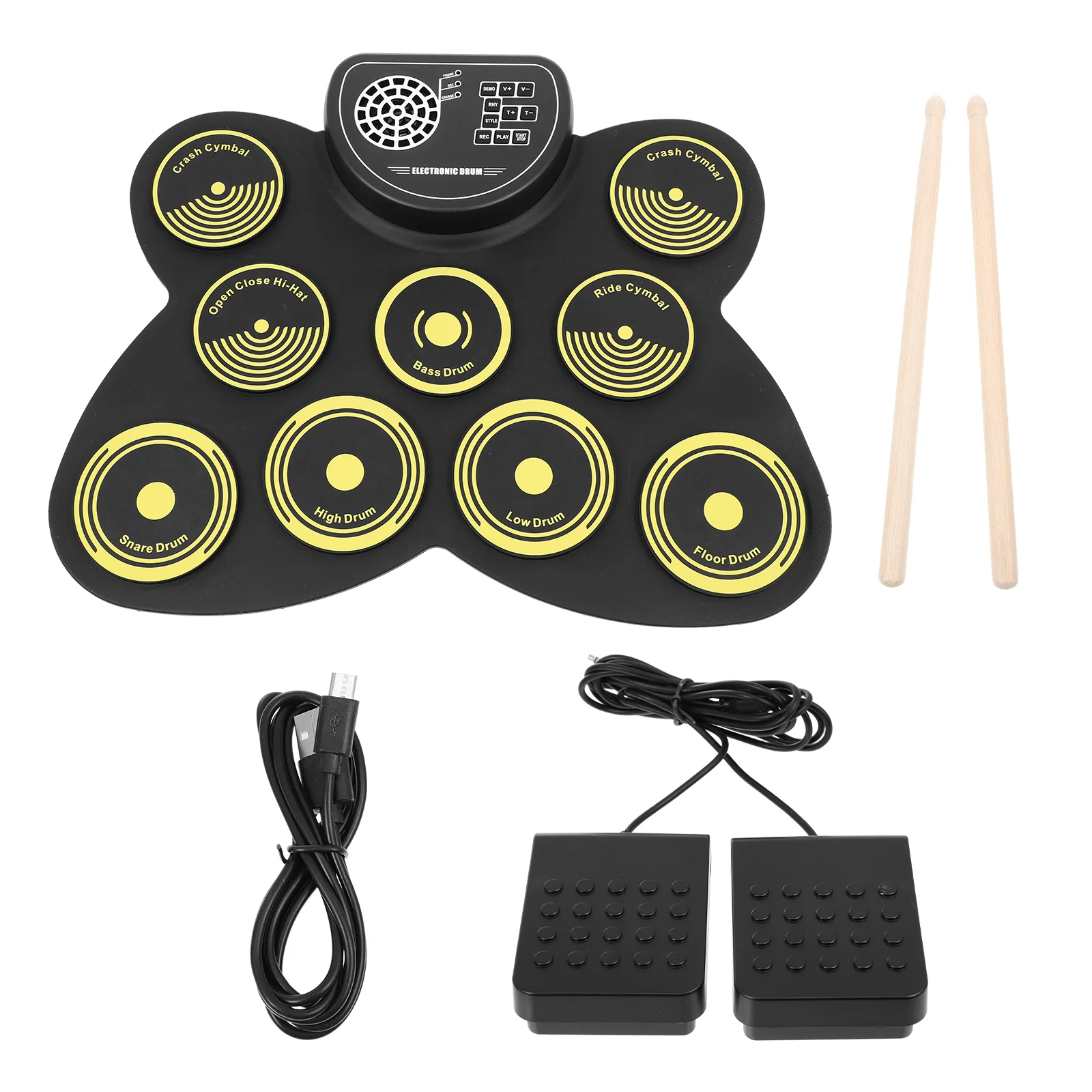 

Барабанная установка для детей, портативные электронные электрические прокладки, тренировочная панель, инструмент для запуска басов, игру...