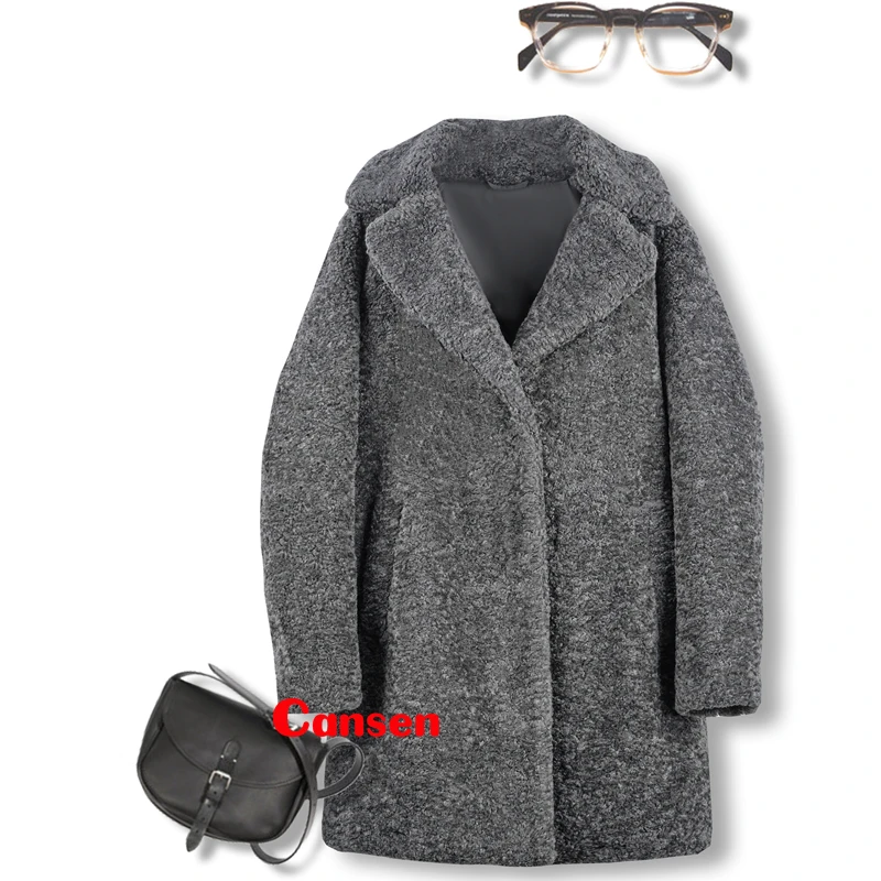CANSEN Winter New Faux Fur Coats Women Turn-down Collar Warm Long Fur Longer Jackets Thick Teddy Bear Loose Oversize Outwears