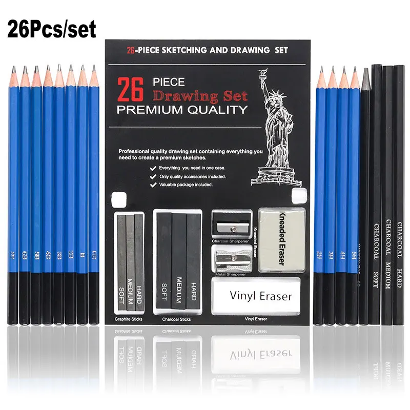 5h-8b Kits For Artist Drawing Charcoal Graphite Stick Bar Rod Knead Eraser Stationery