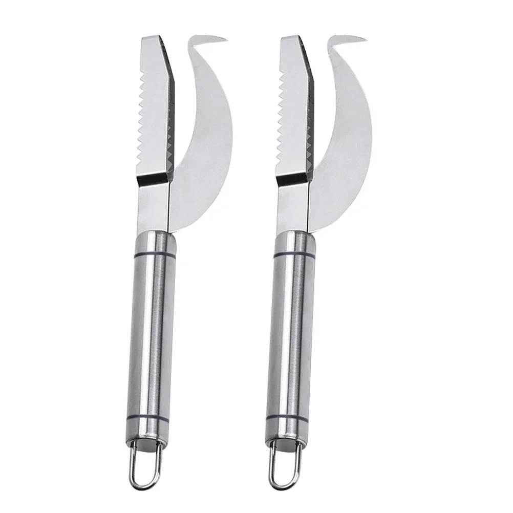 

2pcs Household Fish Cutters Stainless Steel Fish Scale Scrapers (Silver)