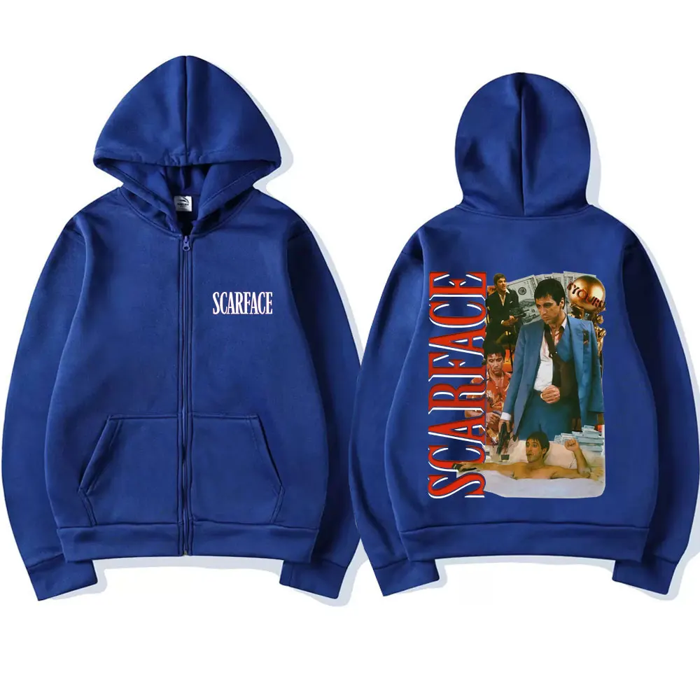 Мужская винтажная толстовка на молнии в стиле хип-хоп