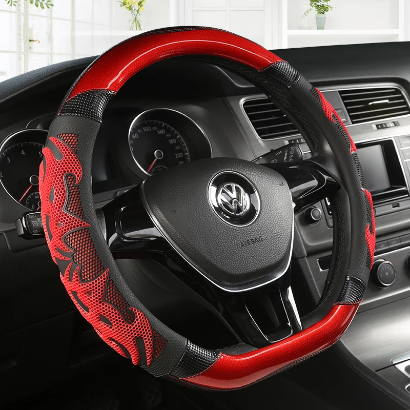 

Car Steering Wheel Cover Carbon Fibre Leather For Nissan Qashqai J11 X-trail T32 For VW GOLF 7 2015 POLO JATTA Passat Tiguan