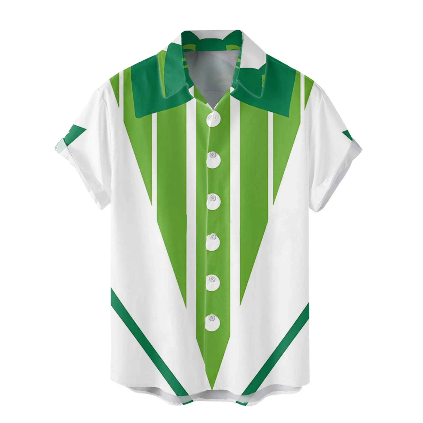 

Male Spring And Summer Single Breasted Shirts Casual Lapel Full Print Beach Short Sleeve Vacation Outdoor Pullovers Elegant