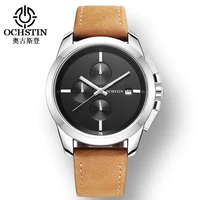 ochstin gq059a waterproof business watch for men multifunctional classical quartz genuine leather strap men wristwatch luminous