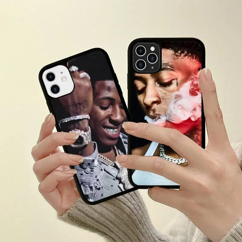 

YNDFCNB YoungBoy Never Broke Again Phone Case Silicone PC+TPU Case for iPhone 11 12 13 Pro Max 8 7 6 Plus X SE XR Hard Fundas