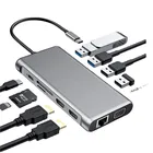 12 в 1 Тип C док-станция с двойной HDMI Micro SD устройство для считывания с tf-карт VGA на Экран дисплей адаптер для usb-концентратора типа C для Macbook Google