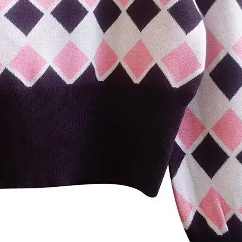 Женский свитер с мультяшной вышивкой пуловеры пышными рукавами и круглым