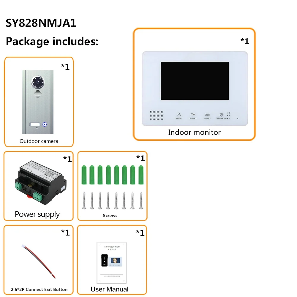 MAOTEWANG 7-дюймовый автобусный 2-проводной видеодомофон комплект внутренней связи