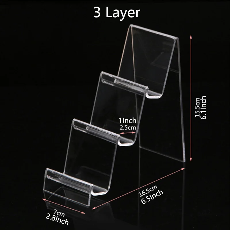 Wholesale 5pcs Clear Acrylic Jewelry Display Shelf Mobile Display Wallet Display Glasses Rack Multilayer Reveal Frame 7cm images - 6