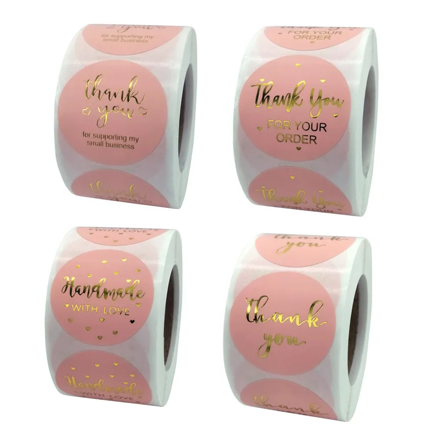 

1,5 дюймовая розовая Бронзирующая наклейка Thank You s Скрапбукинг этикетки для печати ручная наклейка для конверта праздничный подарок Декор Ка...