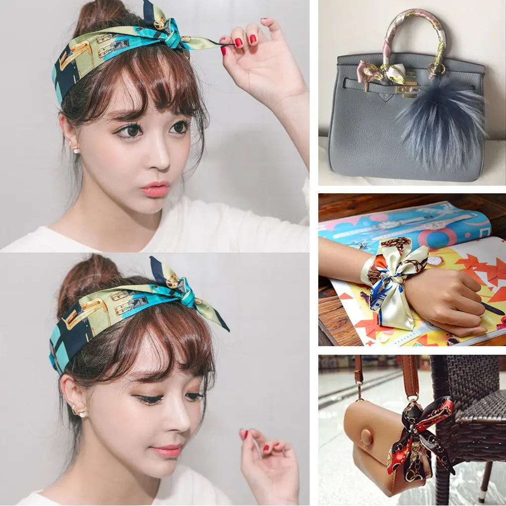 Печатаный шёлк шарф женский ремень отделанные маленькой клеткой в стиле золотой