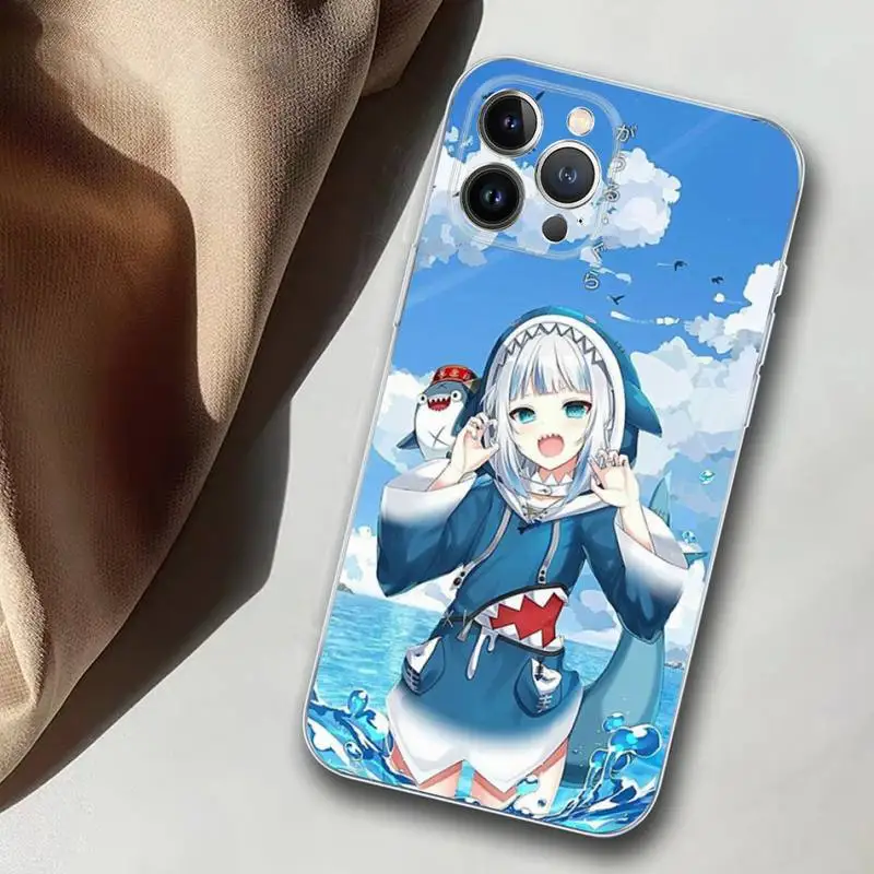 Gawr Gura Phone Case For iPhone 14 13 12 11 Pro Max XS X XR SE 2020 6 7 8 Plus Mini Transparent Shell