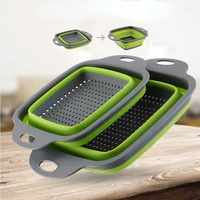 silicone collapsible drain basket fruit wash basket strainer drainer kitchen storage tool
