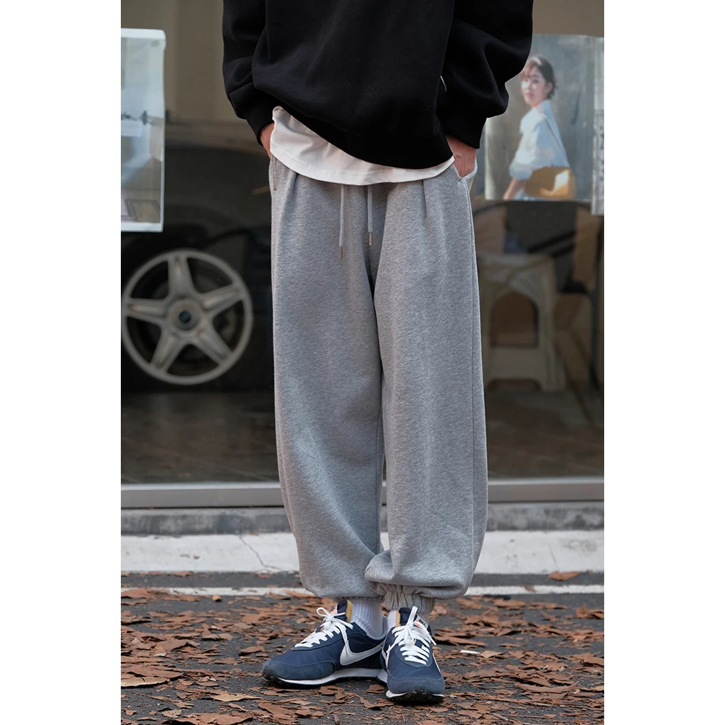 Cola Life Homemade Autumn Japan fashion Ciboy Ankle-tied Drawstring Knitted Sweat pants Loose Retro Sweatpants Men