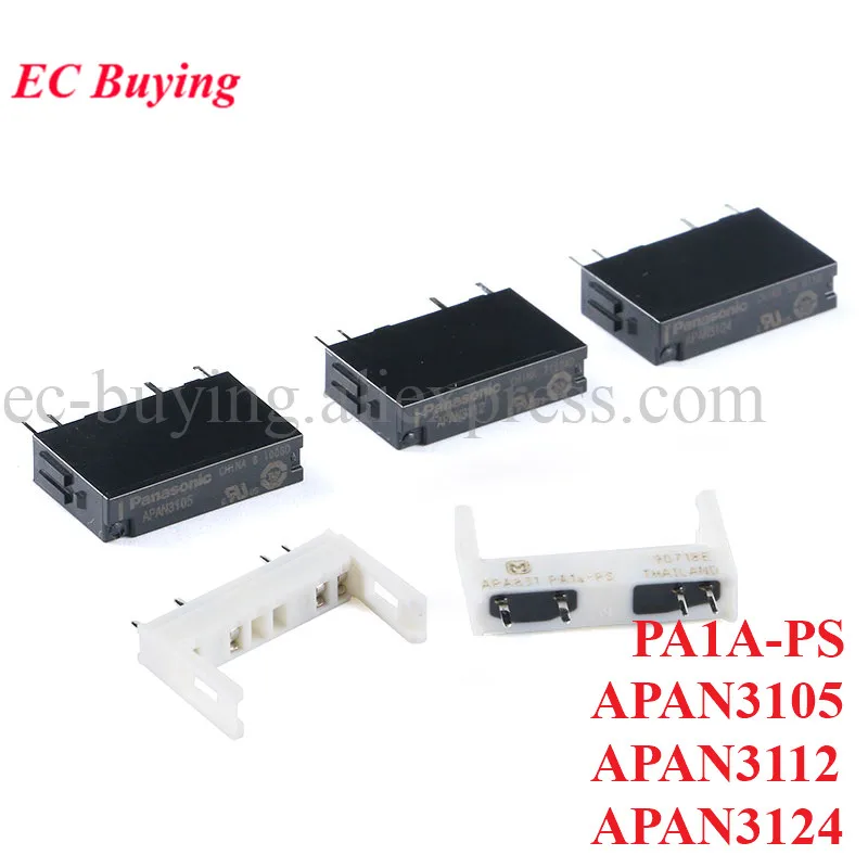 2pcs/lot Relay APAN3105 APAN3112 APAN3124 4Pins 5V 12V 24V a set of Normally Open Relays PA1A-PS Relay Socket