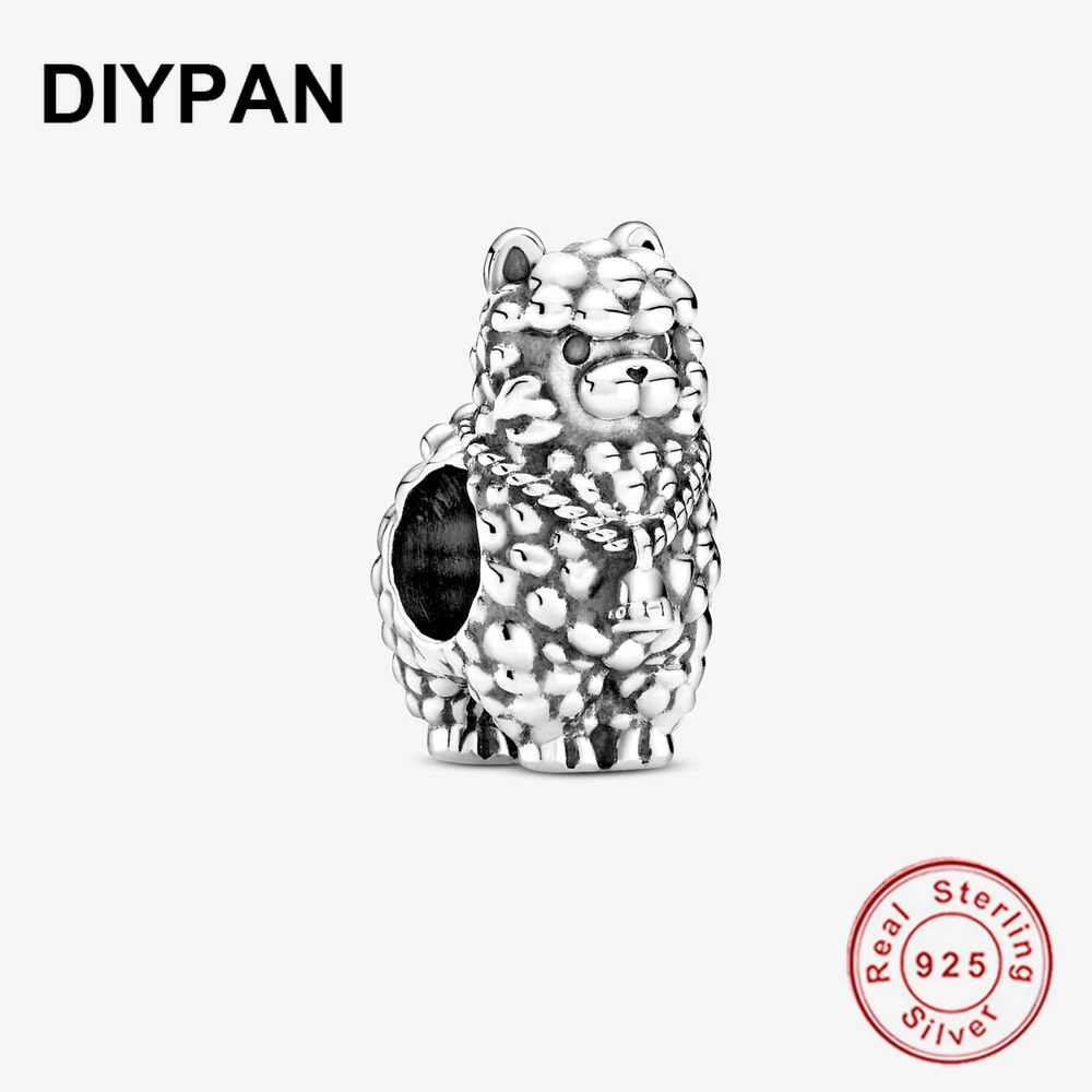 

_ Серебряные пушистые Подвески в виде ламы, подходят для оригинального браслета, серебряные подвески 925 пробы, ювелирные изделия Berloque