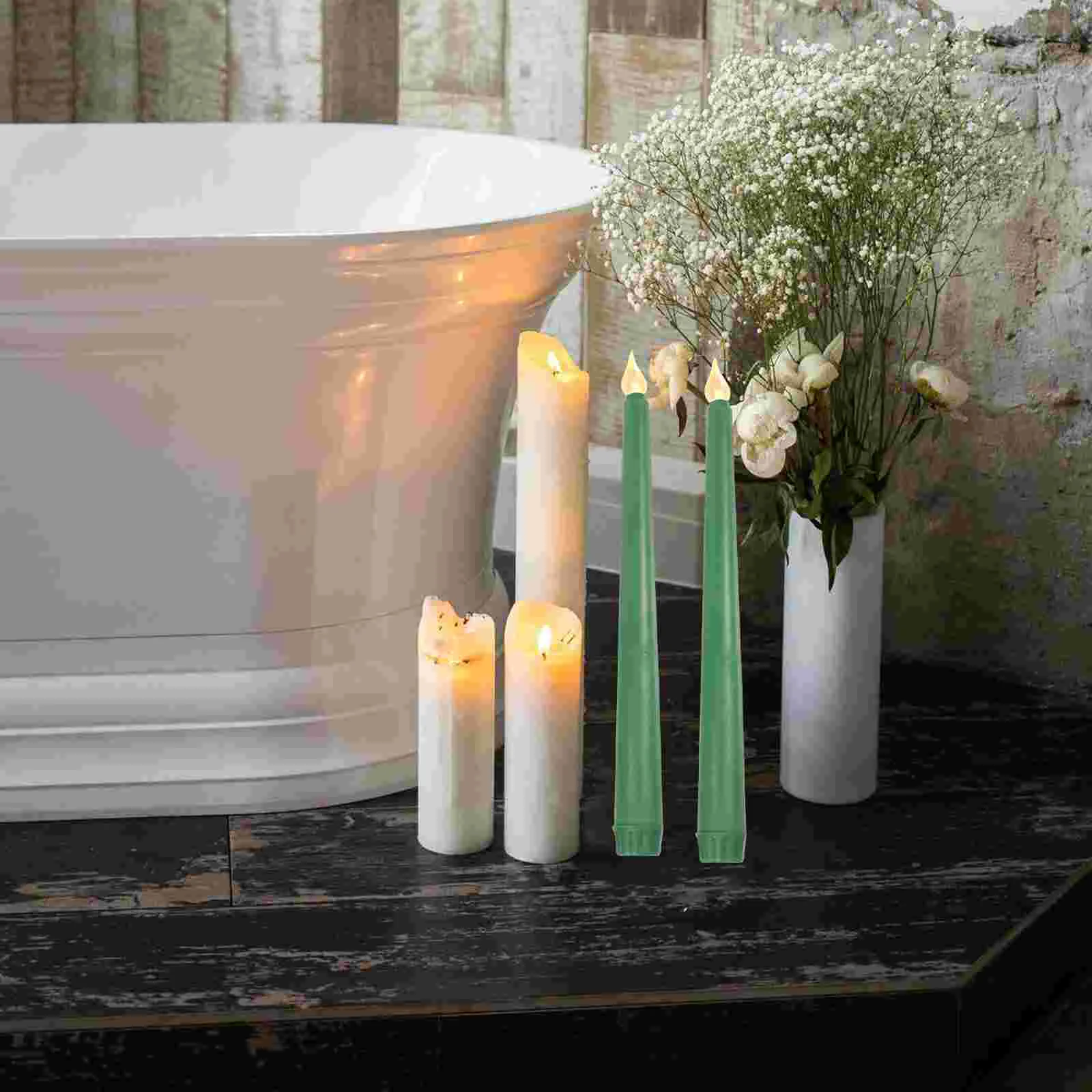 6 шт. цветные огни красочные конические свечи светодиодные подсвечники свадебные