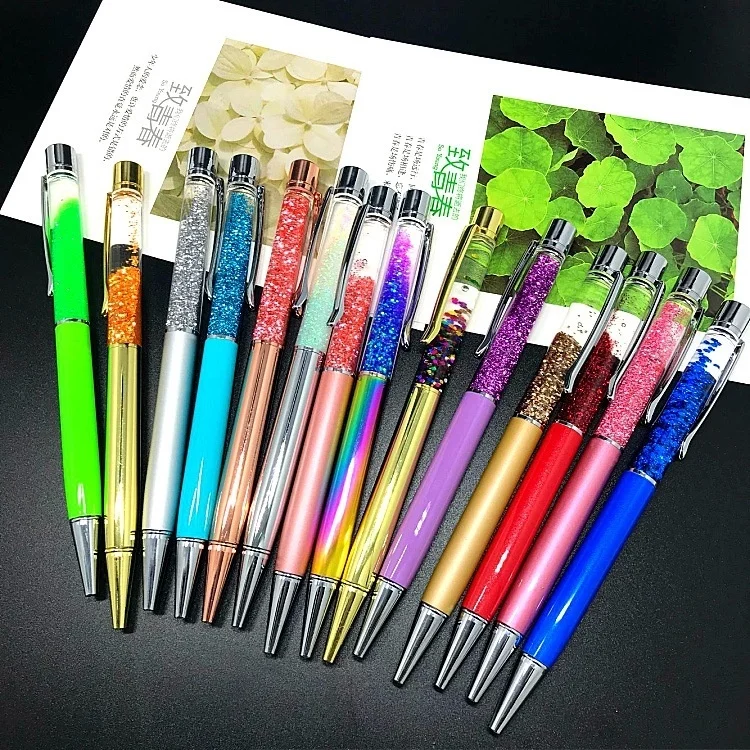 

Цветная шариковая ручка с золотым порошком и сыпучим песком, японские канцелярские товары, роскошные масляные шариковые черные шарики из фольги