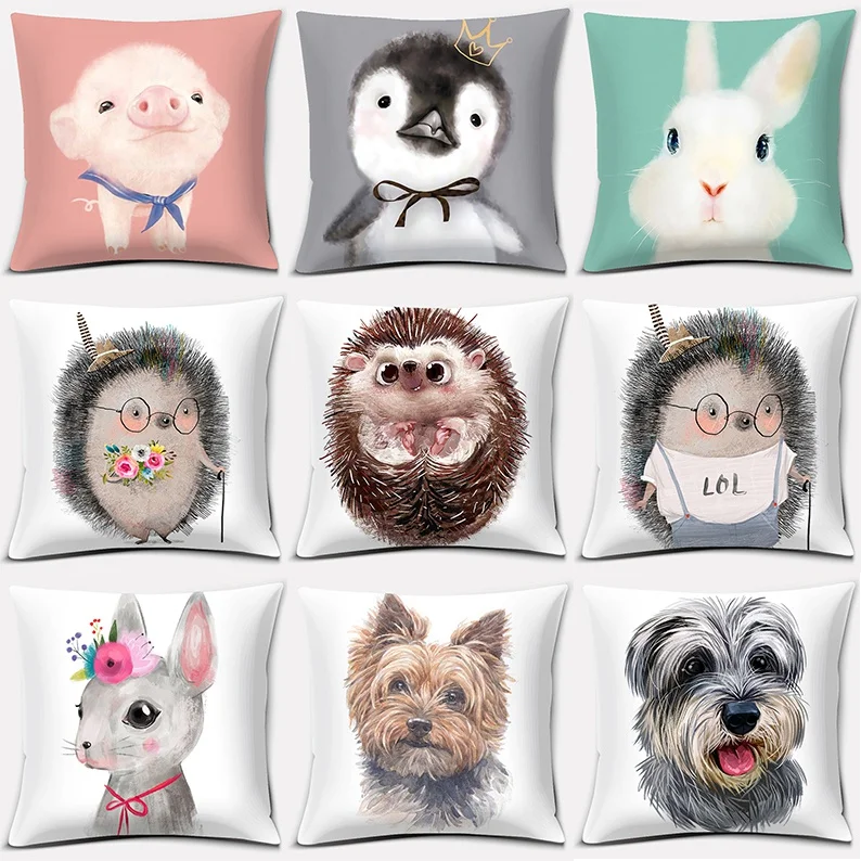 

Watercolor Animals Series Pillow Gift Home Office Decoration Pillow Bedroom Sofa Car Cushion Cover (45cm * 45cm)