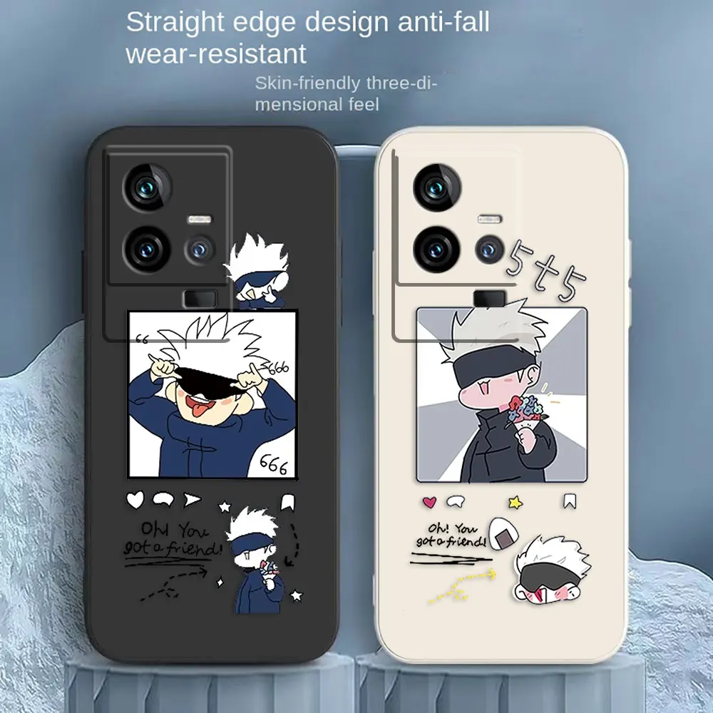 

Милый чехол джутсу Kaisen Satoru Gojo чехол для телефона для VIVO IQOO 5 7 8 9 10 11 Pro 5G Z3 Z5 Z6 Z7 NEO3 5 5S 6 7, цветной Жидкий чехол Funda
