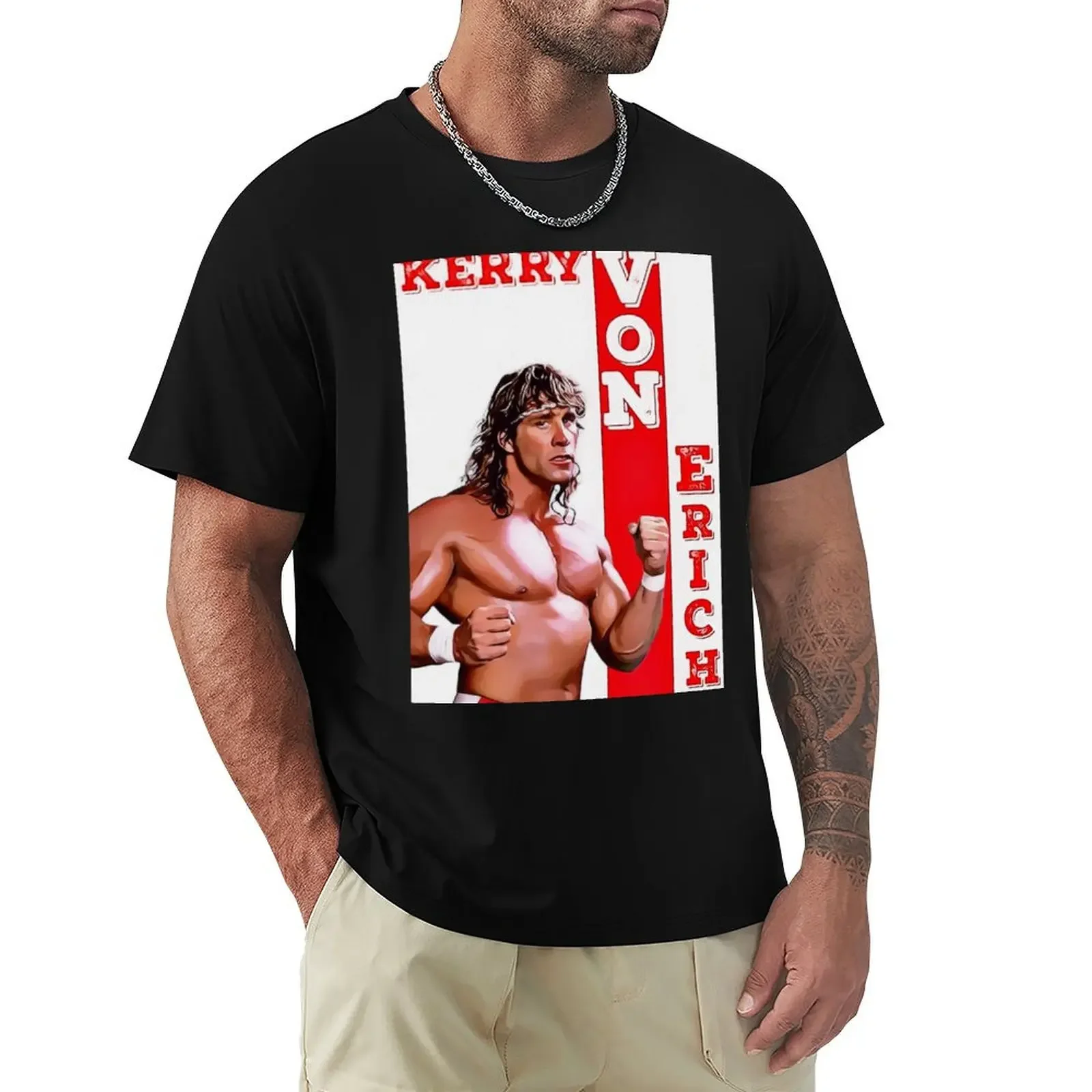 Футболка Kerry Von Erich забавные костюмы винтажные синие арховные мужские высокие