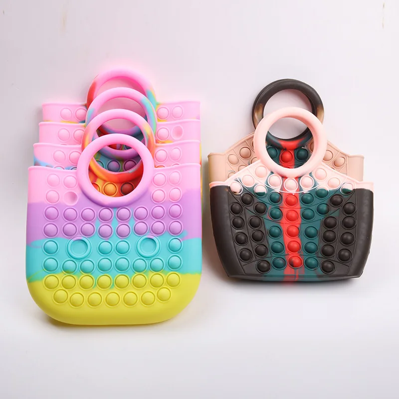 

New Pop It Fidget Toys Silicone Push Bubble Sensory Reliver Stress Autism Adults Kids Handbag Coin Pouch Purse Lady Mom Gift Pop