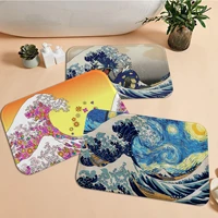japan waves room mats rectangle anti slip home soft badmat front door indoor outdoor mat welcome doormat