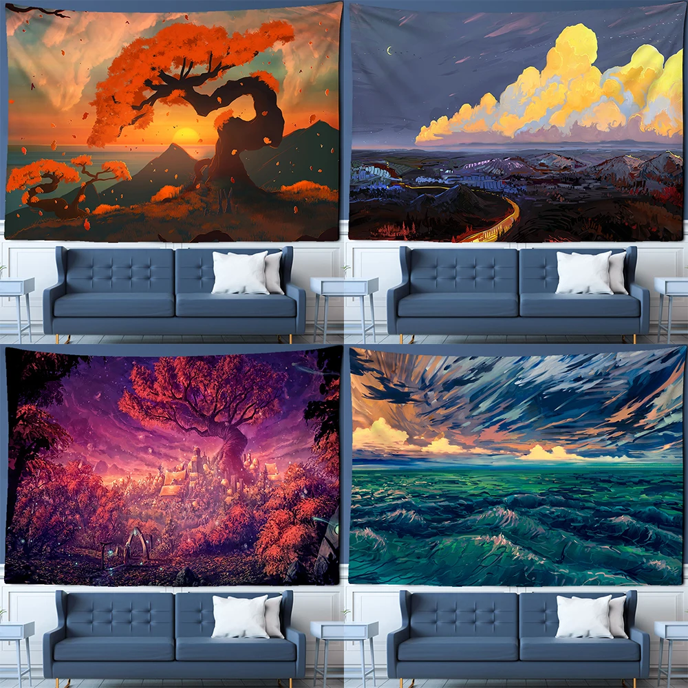 

Anime Scenery Tapestry Wall Home Decor Wall Hanging Tapestry Bedroom Background Decoration Cute Fashion Tapestry