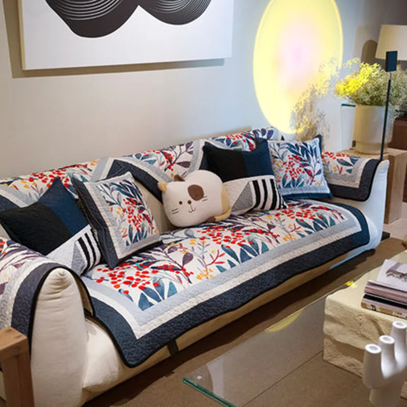 

Подушка для дивана в стиле ретро, универсальная подушка для сиденья в деревенском стиле, износостойкая Толстая плюшевая накидка на диван, д...