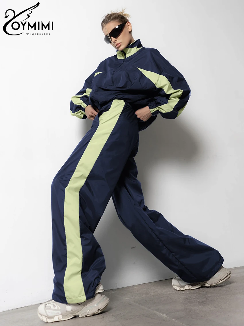 Модные свободные черные брюки Oymimi в стиле пэчворк Женский комплект из 2 предметов