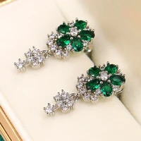 caoshi fancy jewelry earrings with flower shape female wedding accessories with shiny crystal graceful jewelry for engagement