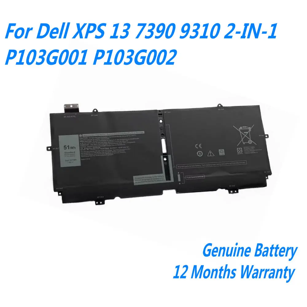 НОВЫЙ аккумулятор для ноутбука 52TWH Dell XPS 13 7390 9310 2-IN-1 P103G001 P103G002 7 6 В 51WH