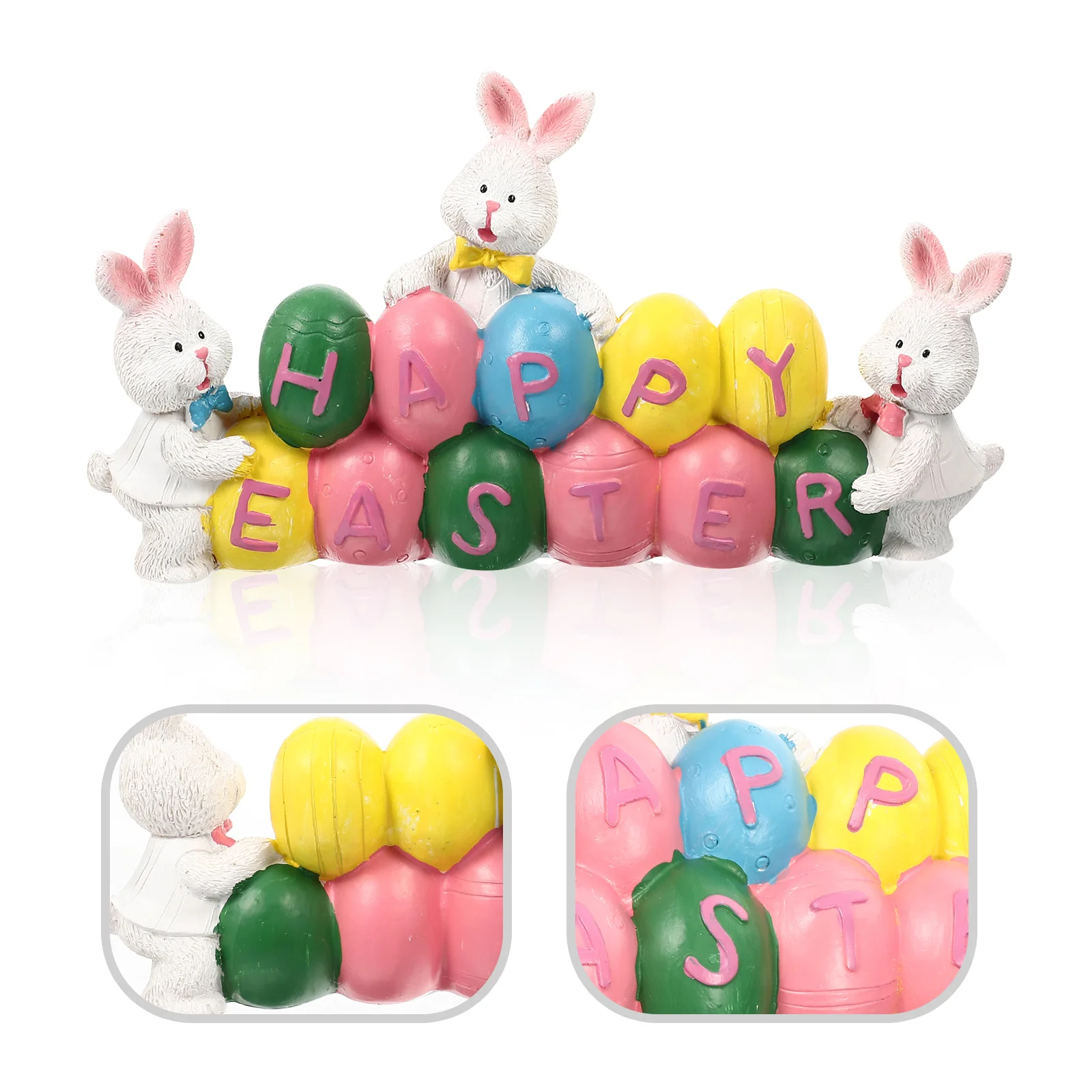 

Easter Bunny Rabbit Decor Centerpiece Tabletop Egg Table Spring Decoration Party Happy Eggs Ornament Sculpture Resin Desktop
